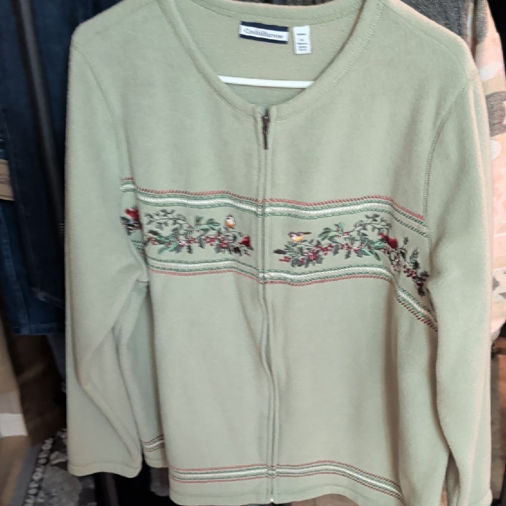 Croft&Barrows Quacker Factory Embroidered Sage Cardigan